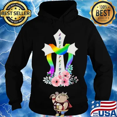 Love pride cross flowers color s Hoodie