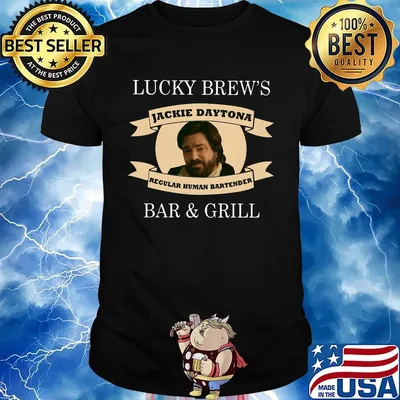Lucky brew's jackie daytona regular human bartender bar and grill black shirt