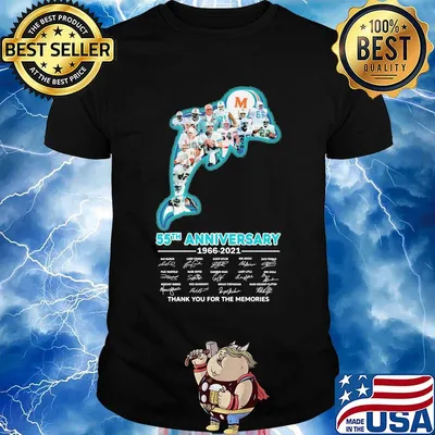 Miami dolphins logo 55th anniversary 1966 2021 thank you for the memories signatures shirt