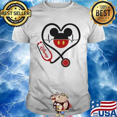 Mickey mouse disney nurse stethoscope heartbeat shirt