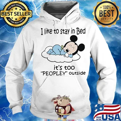 Mickey mouse i like to stay in bed it's too peopley outside s Hoodie