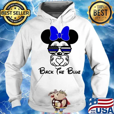 Minnie mouse back the blue american flag independence day flowers s Hoodie