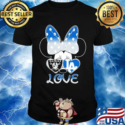 Minnie mouse love los angeles raiders and los angeles dodgers hearts shirt