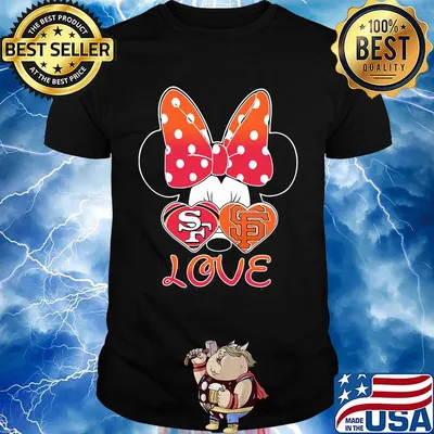 Minnie mouse love san francisco 49ers and san francisco giants heart shirt