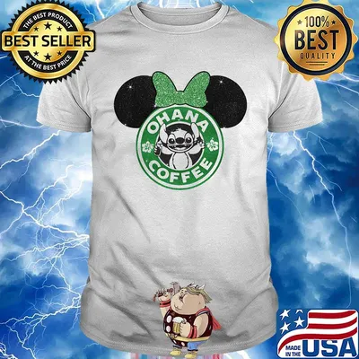 Minnie mouse stitch ohana coffee logo shirt