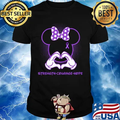 Minnie mouse strength courage hope cancer awareness purple shirt