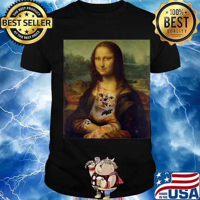 Mona lisa hug cat art shirt
