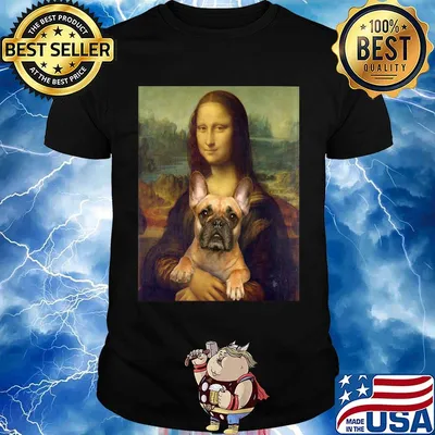 Mona lisa hug pug art shirt