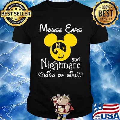 Mouse ears and nightmare kind of girl black shirt