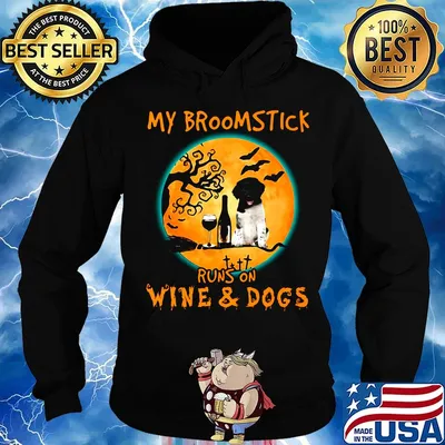 My broomstick runs on wine and dogs halloween moon s Hoodie