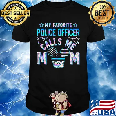 My favorite police officer calls me mom mickey mouse american flag independence day shirt