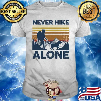 Never Hike ALone Girl Dog Vintage Retro Shirt