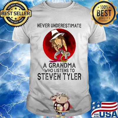 Never underestimate a grandma who listens to steven tyler sunset shirt