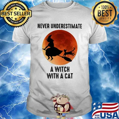 Never underestimate a witch with a cat sunset shirt