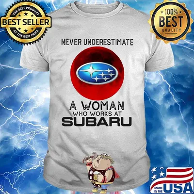 Never underestimate a woman who works at subaru sunset shirt