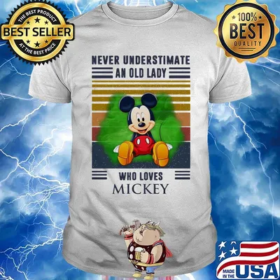 Never underestimate an old lady who loves mickey vintage retro shirt