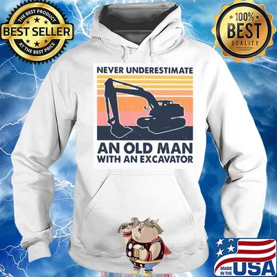 Never underestimate an old man with an excavator vintage retro s Hoodie