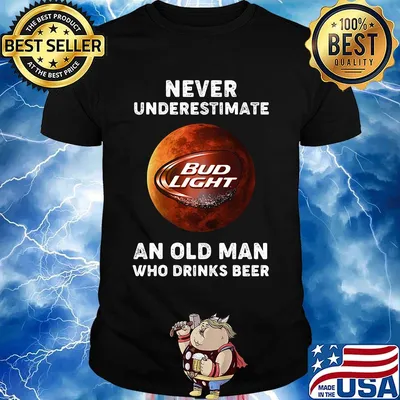 Never underestimate an old woman who drinks beer bud light moon shirt
