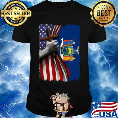 New york american flag cross happy independence day shirt