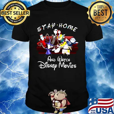 Nightmare characters sitting sofa stay home and watch disney movies shirt