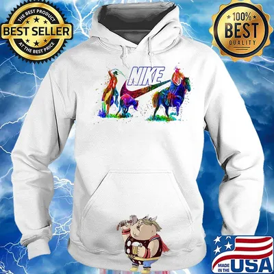 Nike logo riding horses color s Hoodie