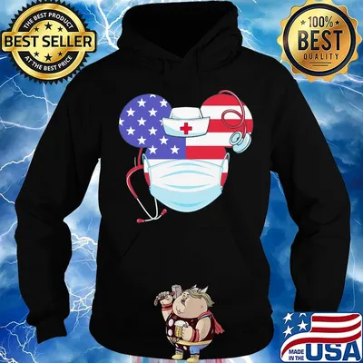 Nurse mickey mouse mask stethoscope american flag independence day s Hoodie