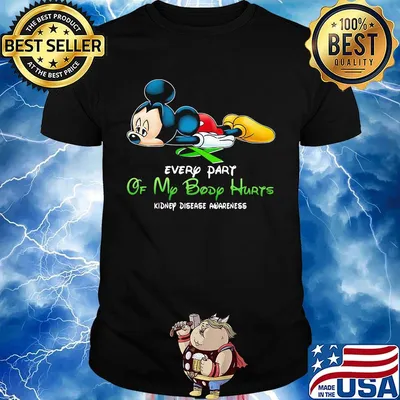 Official Mickey mouse every part of my body hurts fibromyalgia awareness shirt