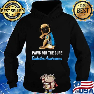 Official Paws for the cure Diabetes Awareness Pug s Hoodie