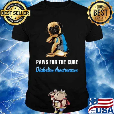 Official Paws for the cure Diabetes Awareness Pug shirt
