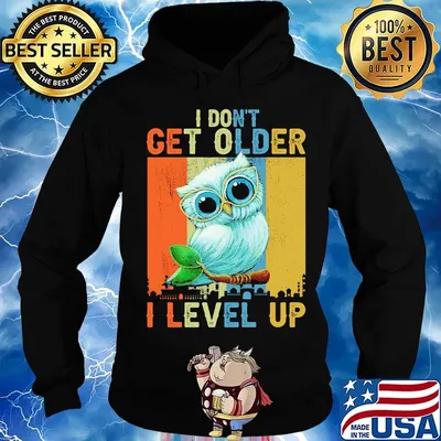 Owl I don't get older I level up vintage s Hoodie