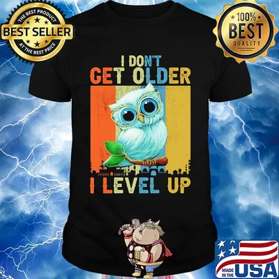 Owl I don't get older I level up vintage shirt