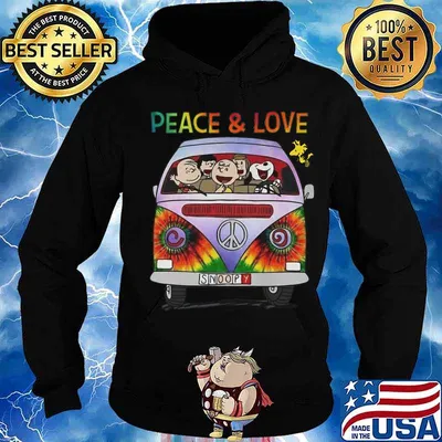 Peace and love the peanuts driving bus peace hippie s Hoodie