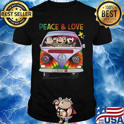 Peace and love the peanuts driving bus peace hippie shirt