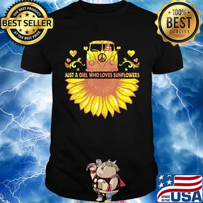 Peace bus just a girl who loves sunflowers heart shirt