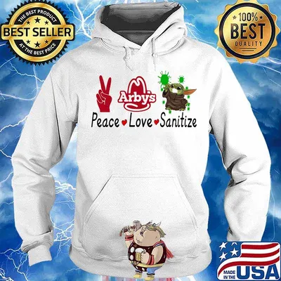 Peace love sanitize baby yoda covid-19 arby's s Hoodie