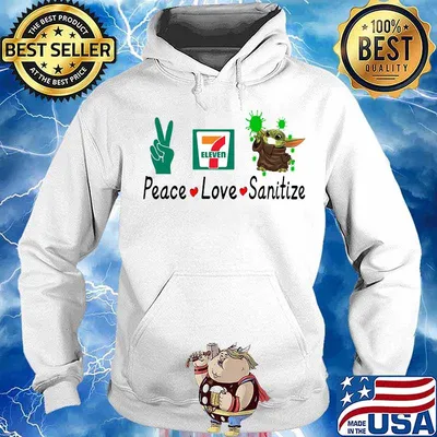 Peace love sanitize baby yoda covid-19 eleven s Hoodie