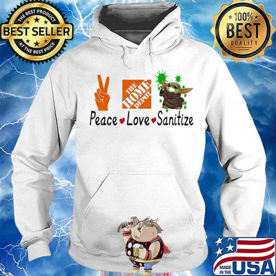 Peace love sanitize baby yoda covid-19 the home depot s Hoodie