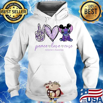 Peace love stitch alzheimer awareness s Hoodie