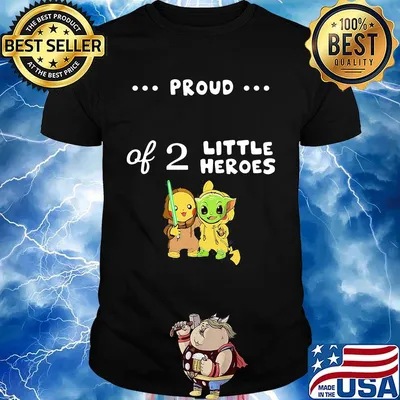 Pokemon and baby yoda proud daddy of 2 little heroes shirt