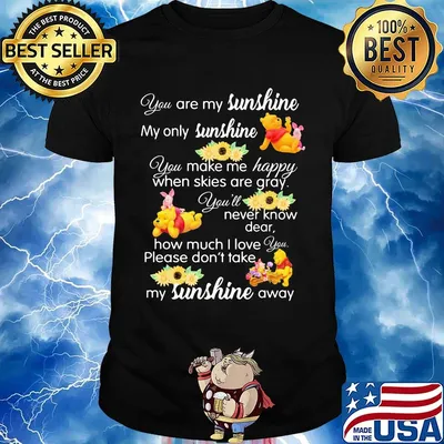 Pooh and piglet you are my sunshine my only sunshine you make me happy when skies are gray you'll never know dear sunflowers shirt