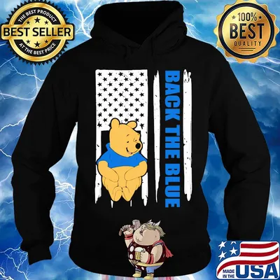 Pooh back the blue american flag independence day s Hoodie