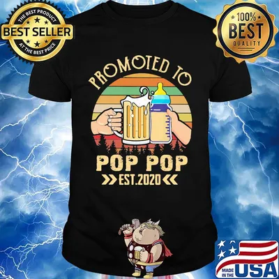 Promoted to pop pop est 2020 beer milk bottle vintage retro shirt