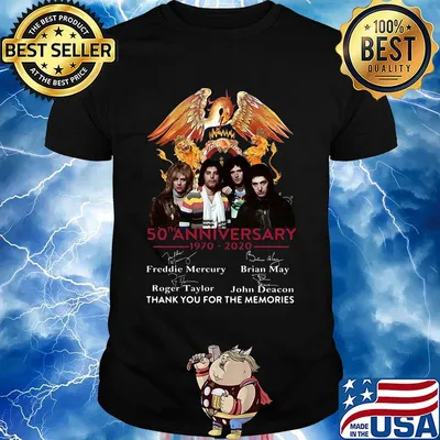 Queen Crest Band 50Th anniversary 1970-2020 Signatures Thank you for the memories shirt