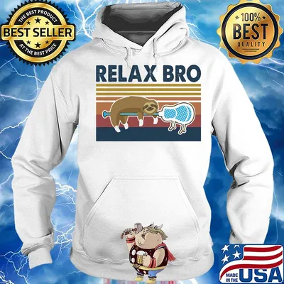 Relax Bro Lacrosse Sloth Vintage Retro Shirt Hoodie