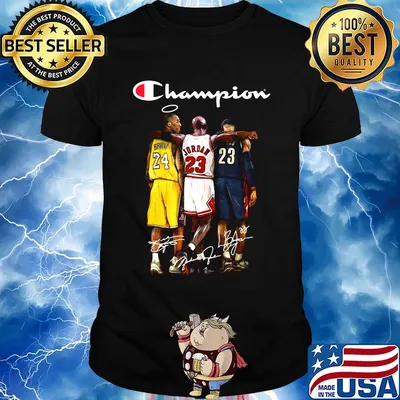 Rip kobe bryant michael jordan lebron james champion basketball signatures shirt
