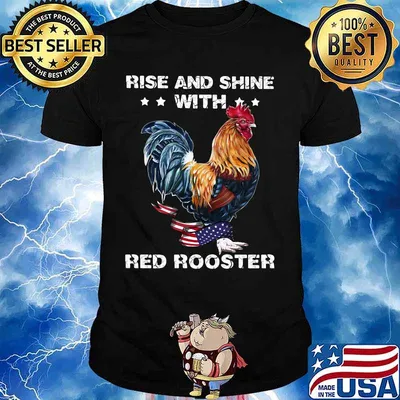 Rise and shine with red rooster American Flag shirt
