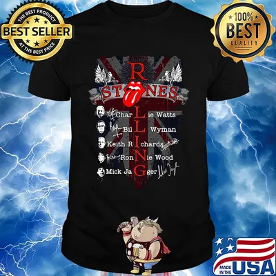 Rolling stones signatures england flag shirt