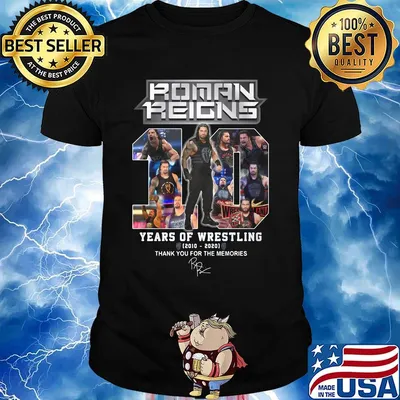 Roman reigns 10 years of wrestling 2010 2020 smoke thank you for the memories signature black shirt