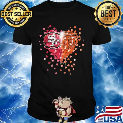 San francisco 49ers and san francisco giants hearts shirt