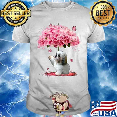 Shih Tzu roses flowers butterfly shirt